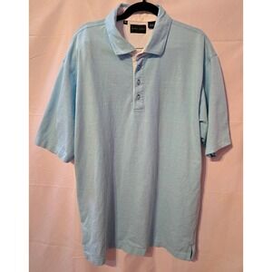 Bobby Jones Mens Short Sleeve Polo With Really Faint Stripes Sky Blue Size XL